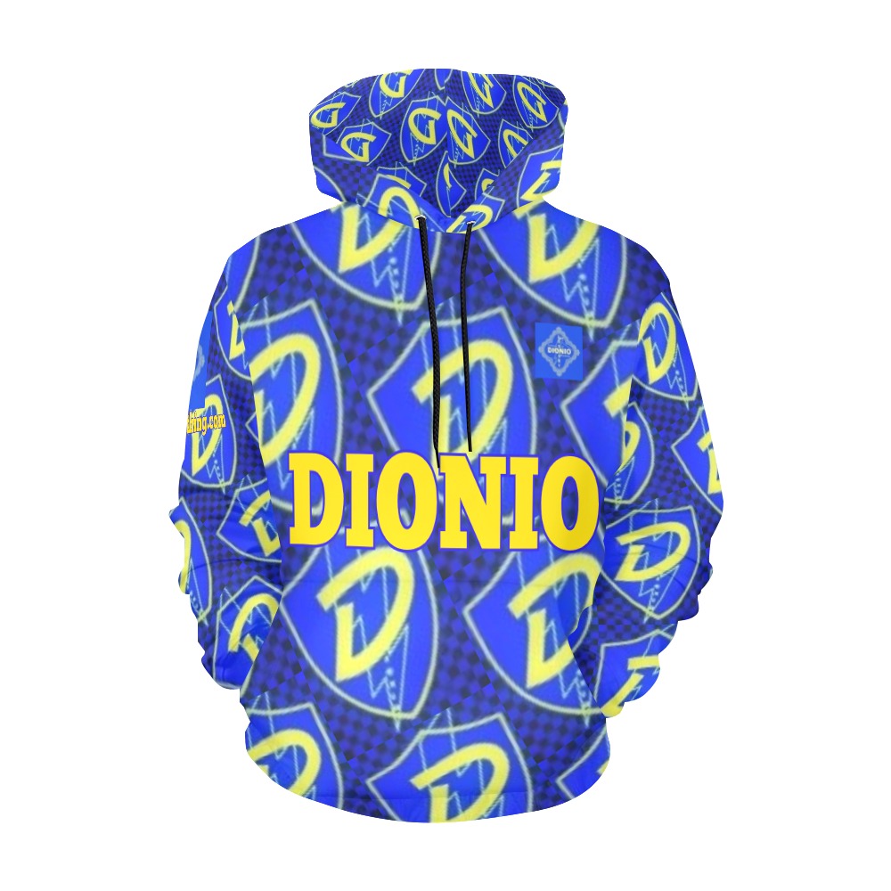 DIONIO Clothing - Repeat Blue, Black & Yellow Grand Prix Hoodie (Blue & Black & Yellow) All Over Print Hoodie for Men (USA Size) (Model H13)