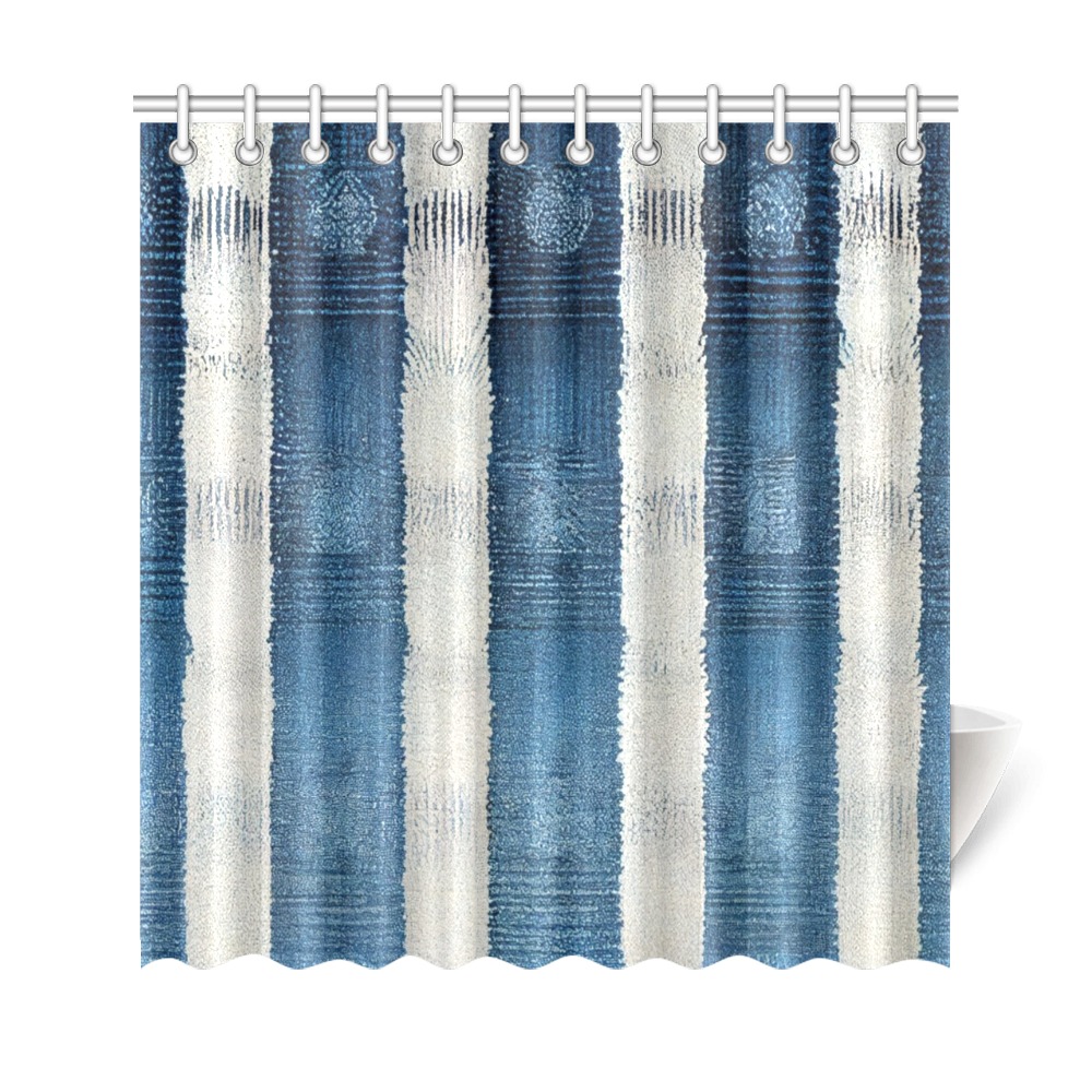 blue and white striped pattern Shower Curtain 69"x72"