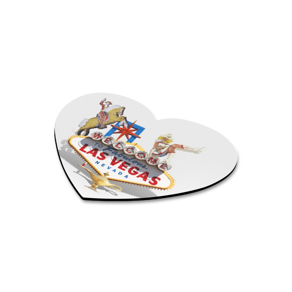 Las Vegas Welcome Sign - Silver Heart-shaped Mousepad