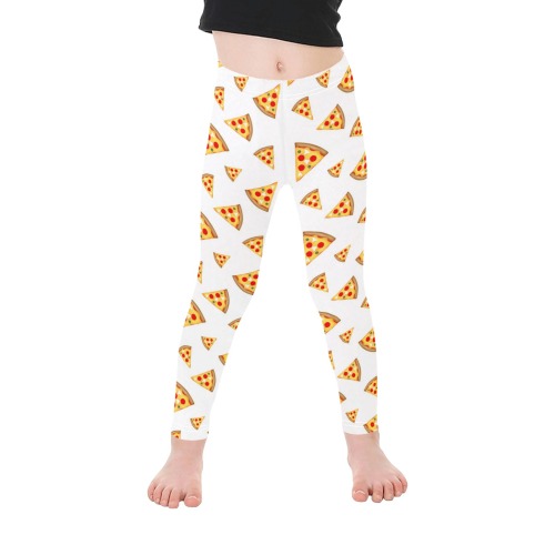 Cool and fun pizza slices pattern on white Kid's Ankle Length Leggings (Model L06)