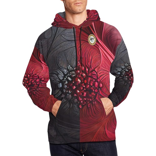 red and black shield All Over Print Hoodie for Men (USA Size) (Model H13)
