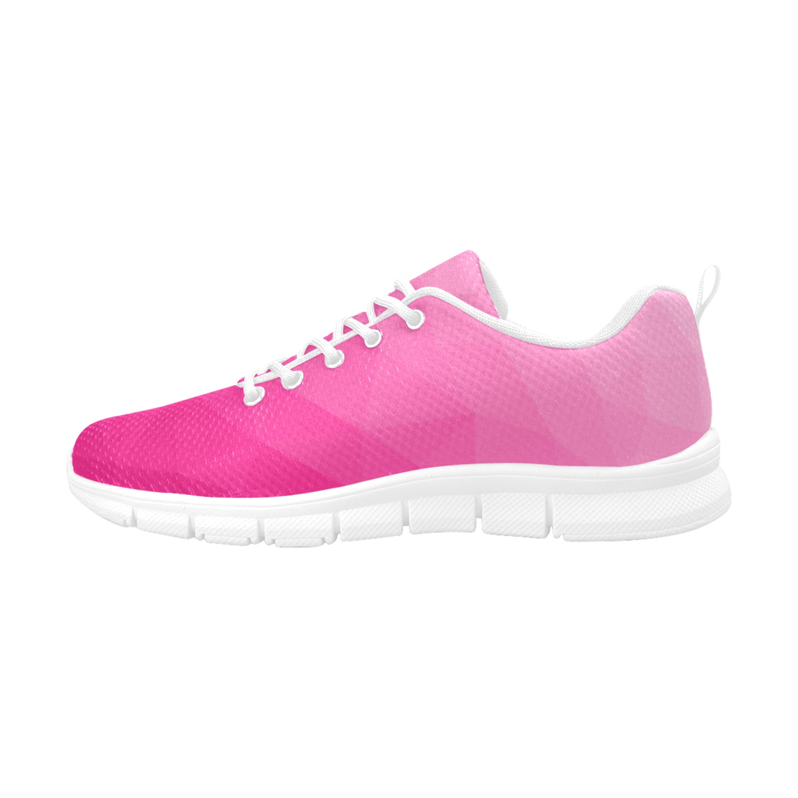 Hot pink gradient geometric mesh pattern Women's Breathable Running Shoes (Model 055)
