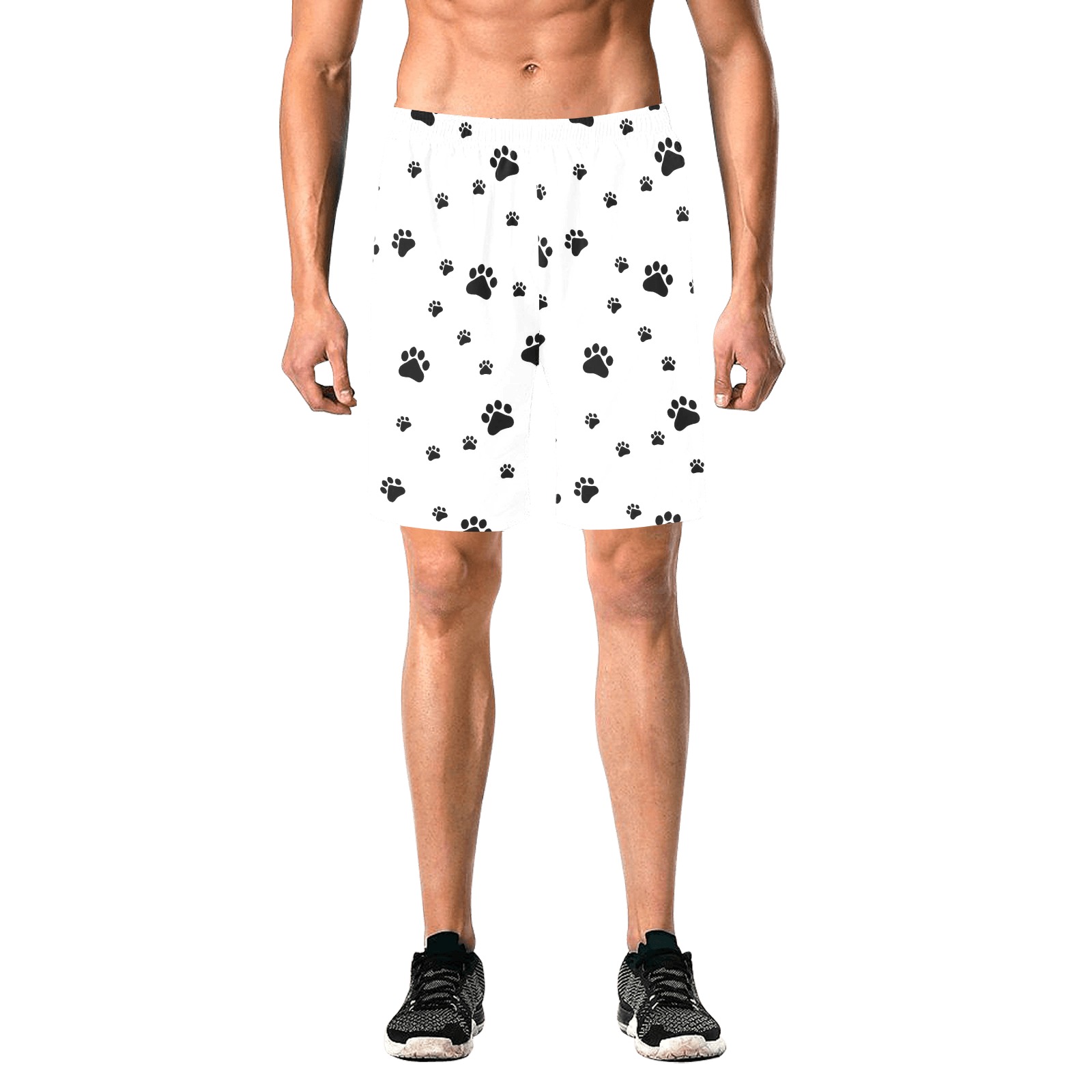 Puppy Paws White by Fetishworld Men's All Over Print Elastic Beach Shorts (Model L20)