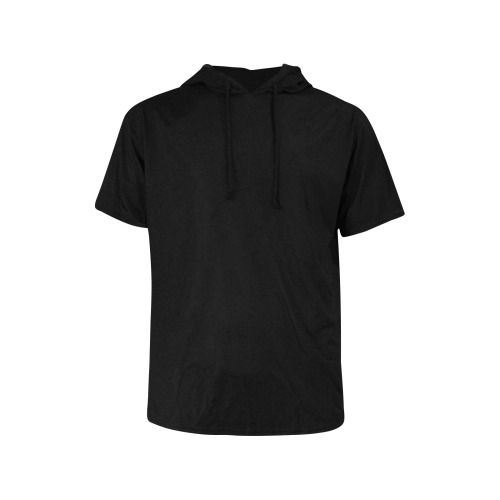 black All Over Print Short Sleeve Hoodie for Men (Model H32)