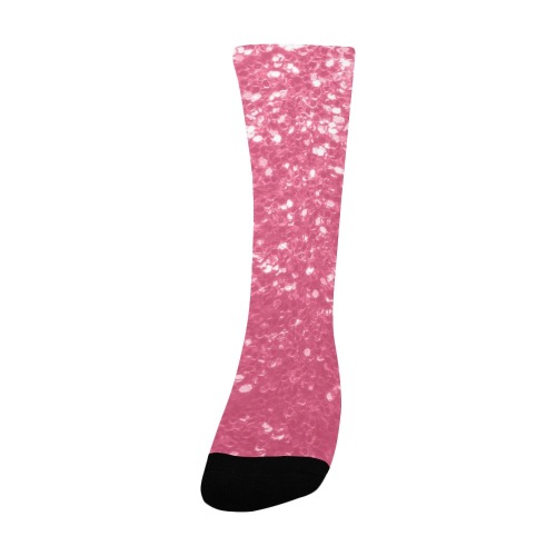 Magenta light pink red faux sparkles glitter Custom Socks for Women