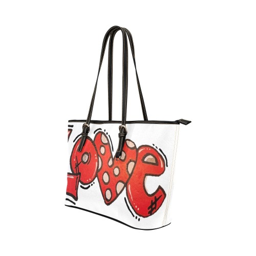 transparent LOVE in Quotes Leather Tote Bag/Small (Model 1651)