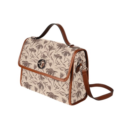 Lovely Traditional Vintage Floral Waterproof Canvas Bag-Brown (All Over Print) (Model 1641)