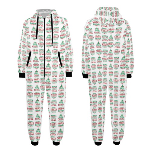 Naughty Christmas Onesie Unisex One-Piece Zip Up Hooded Pajamas