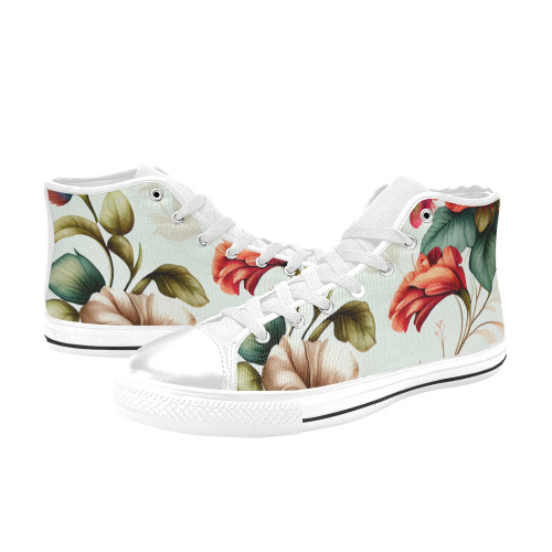 flowers botanic art (4) high top canvas shoes Women's Classic High Top Canvas Shoes (Model 017)