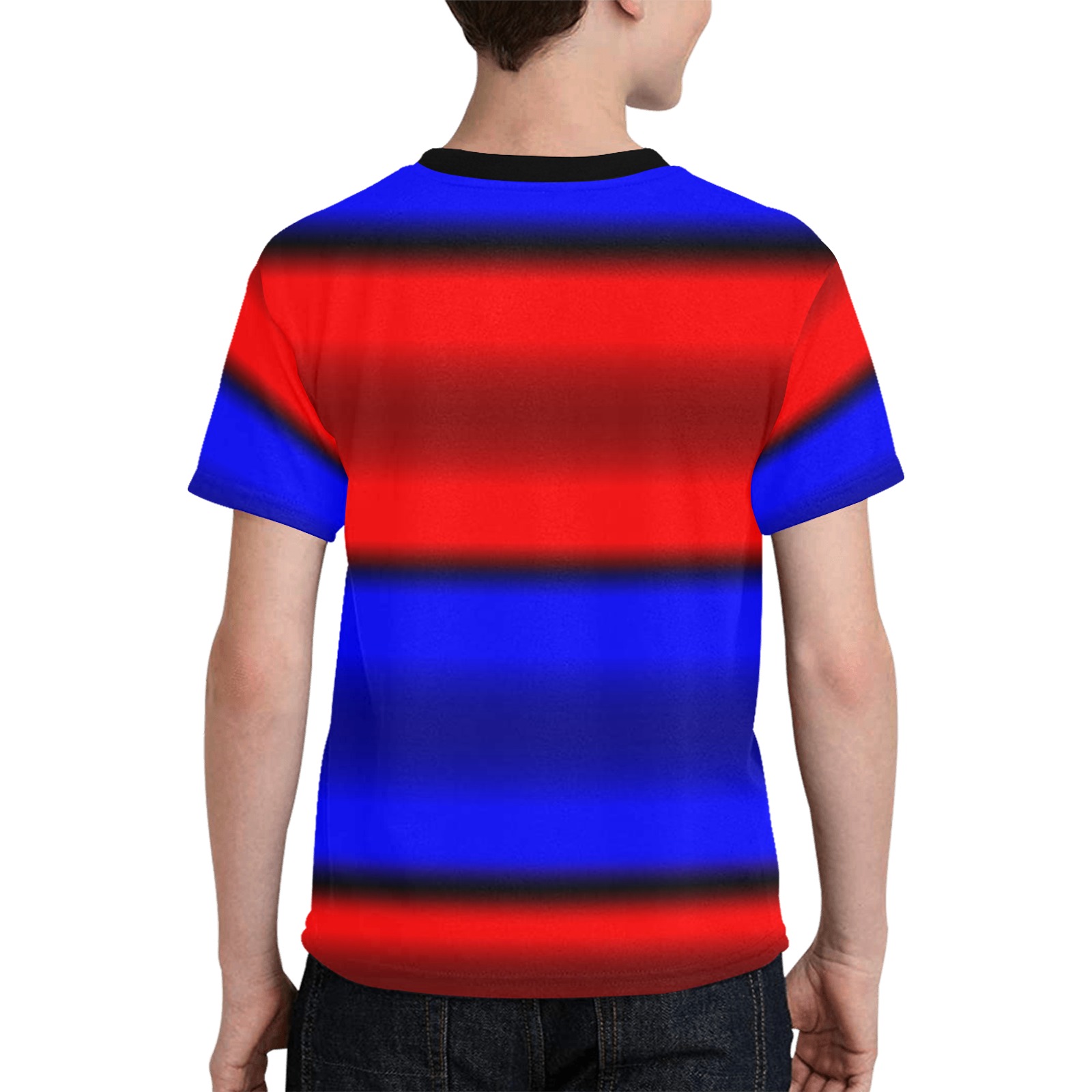 Red & Blue Horizontal Stripes Kids' All Over Print T-shirt (Model T65)