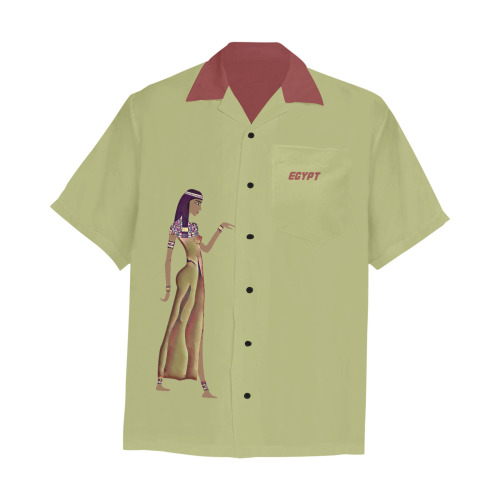 Ancient Egyptian women Hawaiian Shirt with Chest Pocket (Model T58)