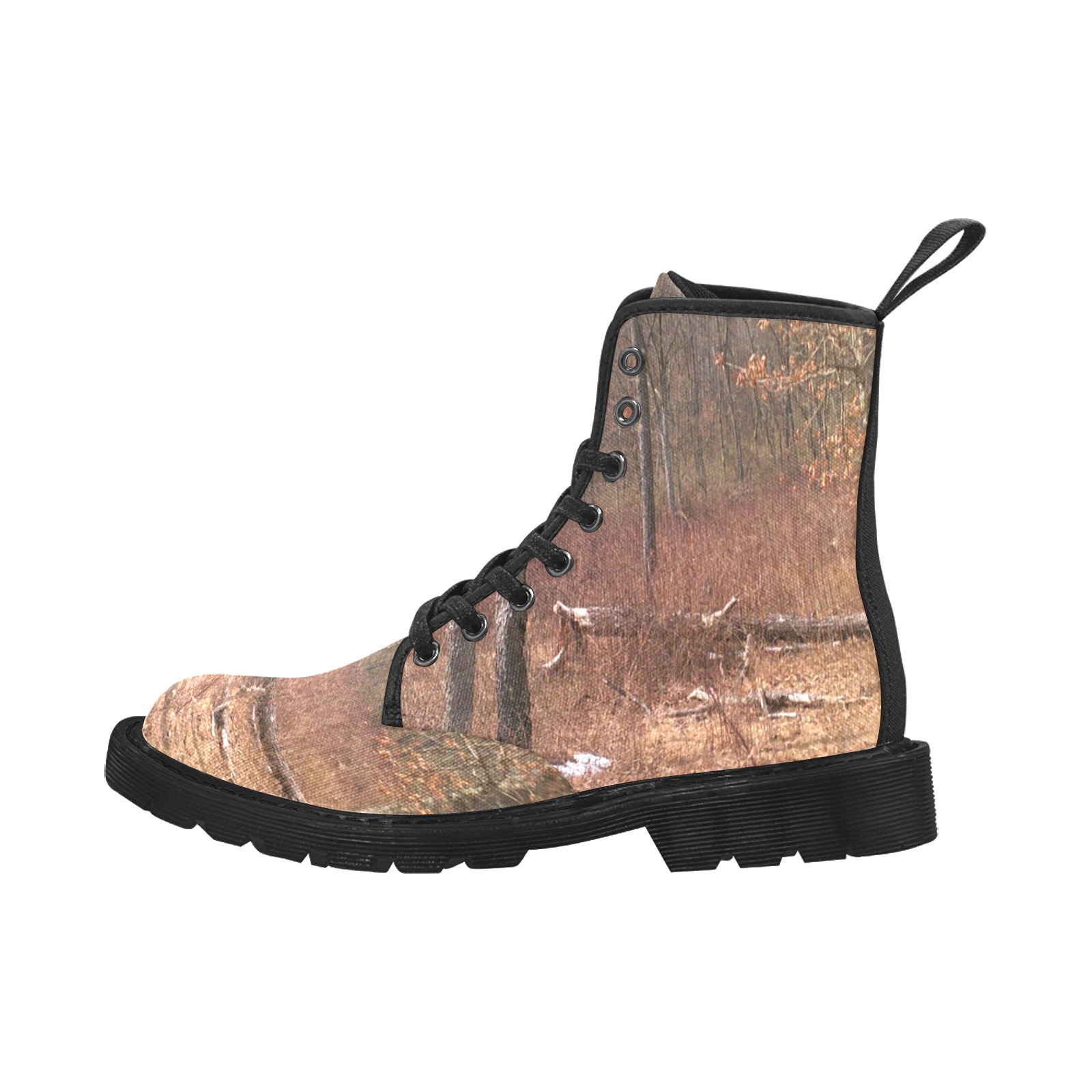 Falling tree in the woods Martin Boots for Men (Black) (Model 1203H)