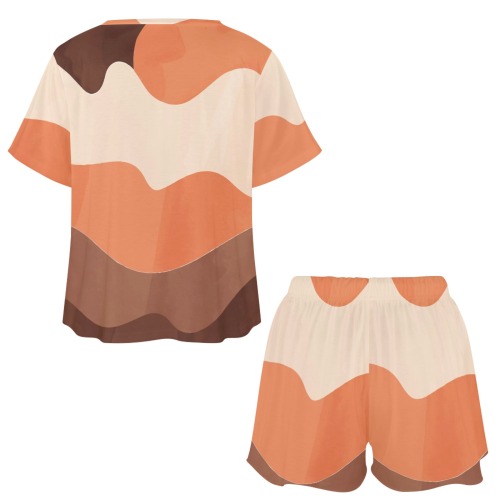 Modern simple earthy landscape-02 Women's Mid-Length Shorts Pajama Set