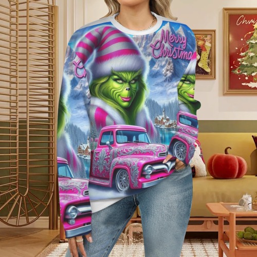 grinchy All Over Print Ribbed Sweatshirt