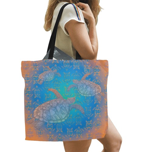 Turtle Delight All Over Print Canvas Tote Bag/Large (Model 1699)