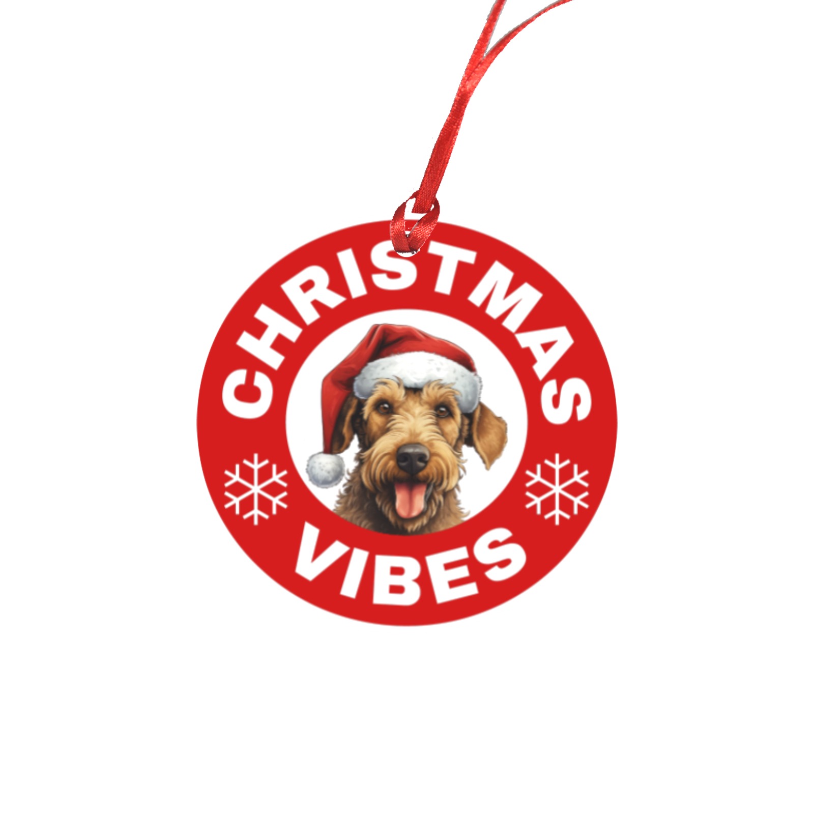 Airedale Terrier Christmas Vibes Round Ornament
