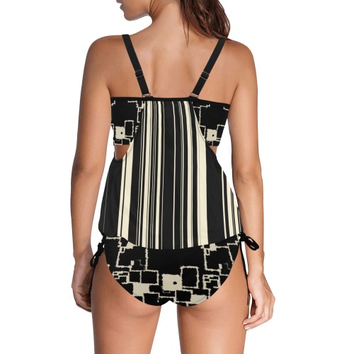 Vintage Style Cover Belly Tankini Swimsuit (Model S25)