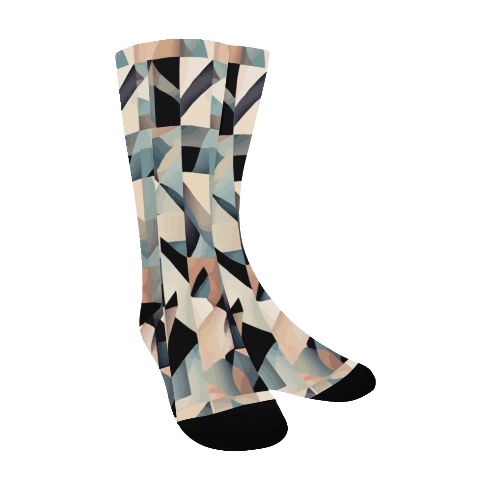 Modern abstract geometric pattern of pastel colors Men's Custom Socks