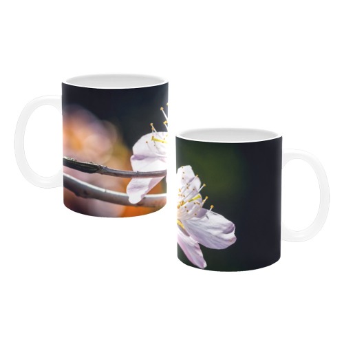 Slender sakura flowers. Sunlight and shadows. White Mug(11OZ)