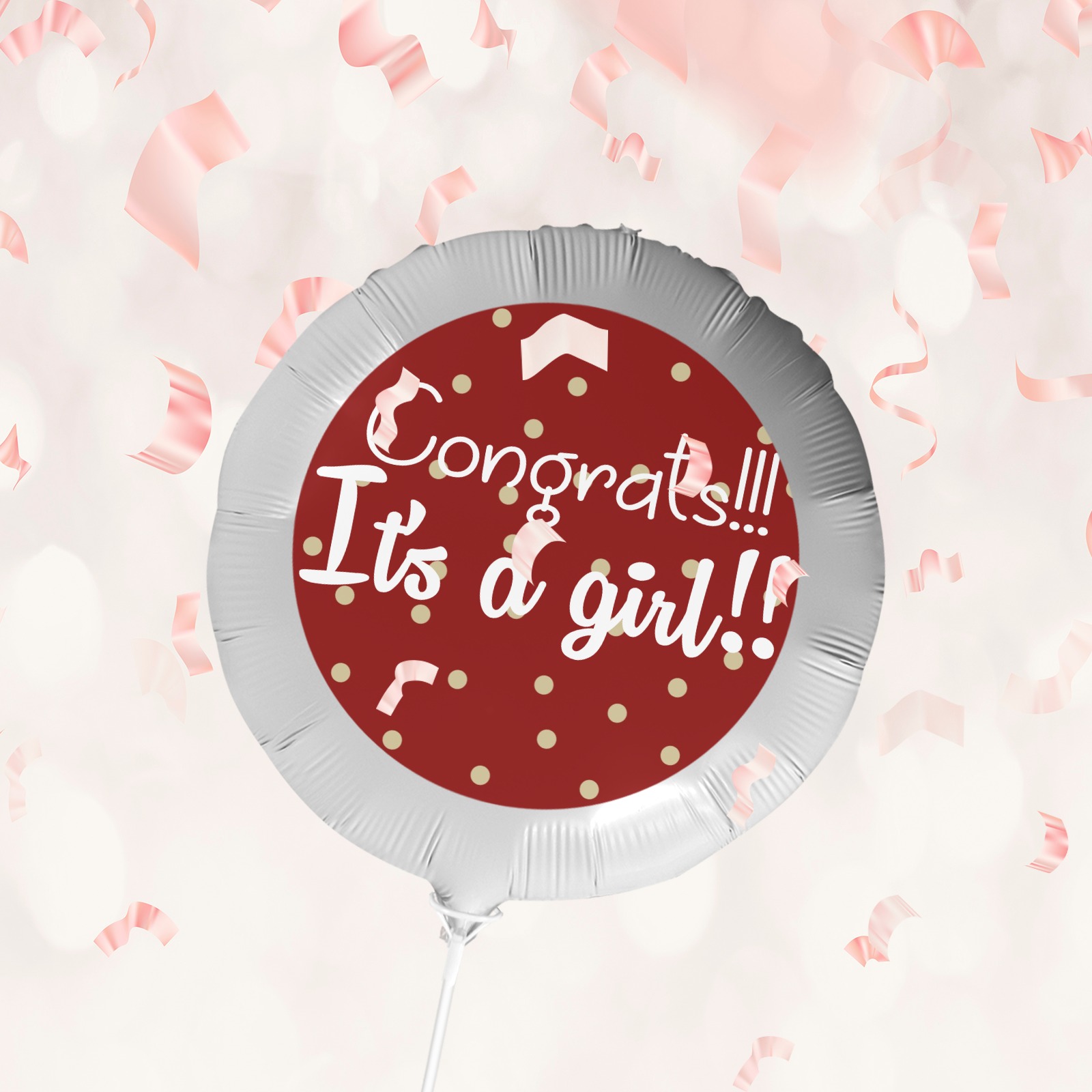 congrats it's a girl  - fall marroon Foil Balloon (18inch)