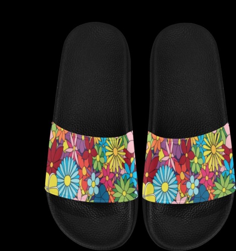 Hippy Flower Power Men's Slide Sandals (Model 057)