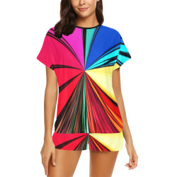 Colorful Rainbow Vortex 608 Women's Short Pajama Set