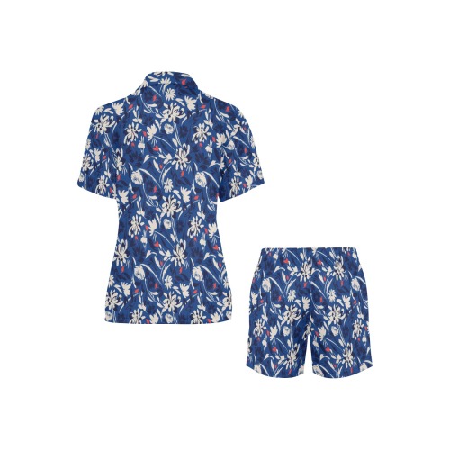 Brushstrokes floral garden BP Women's V-Neck Short Pajama Set