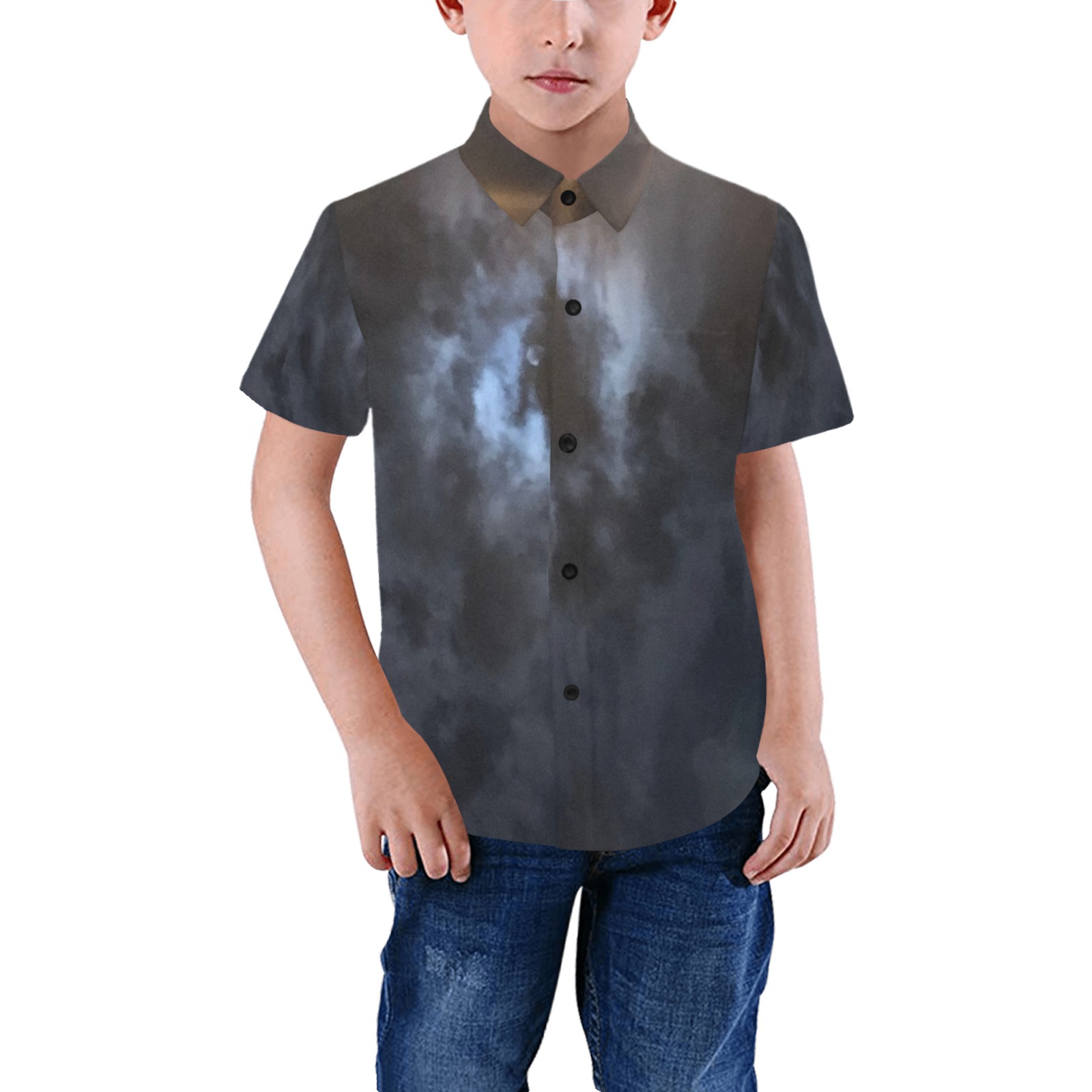 Mystic Moon Collection Boys' All Over Print Short Sleeve Shirt (Model T59)