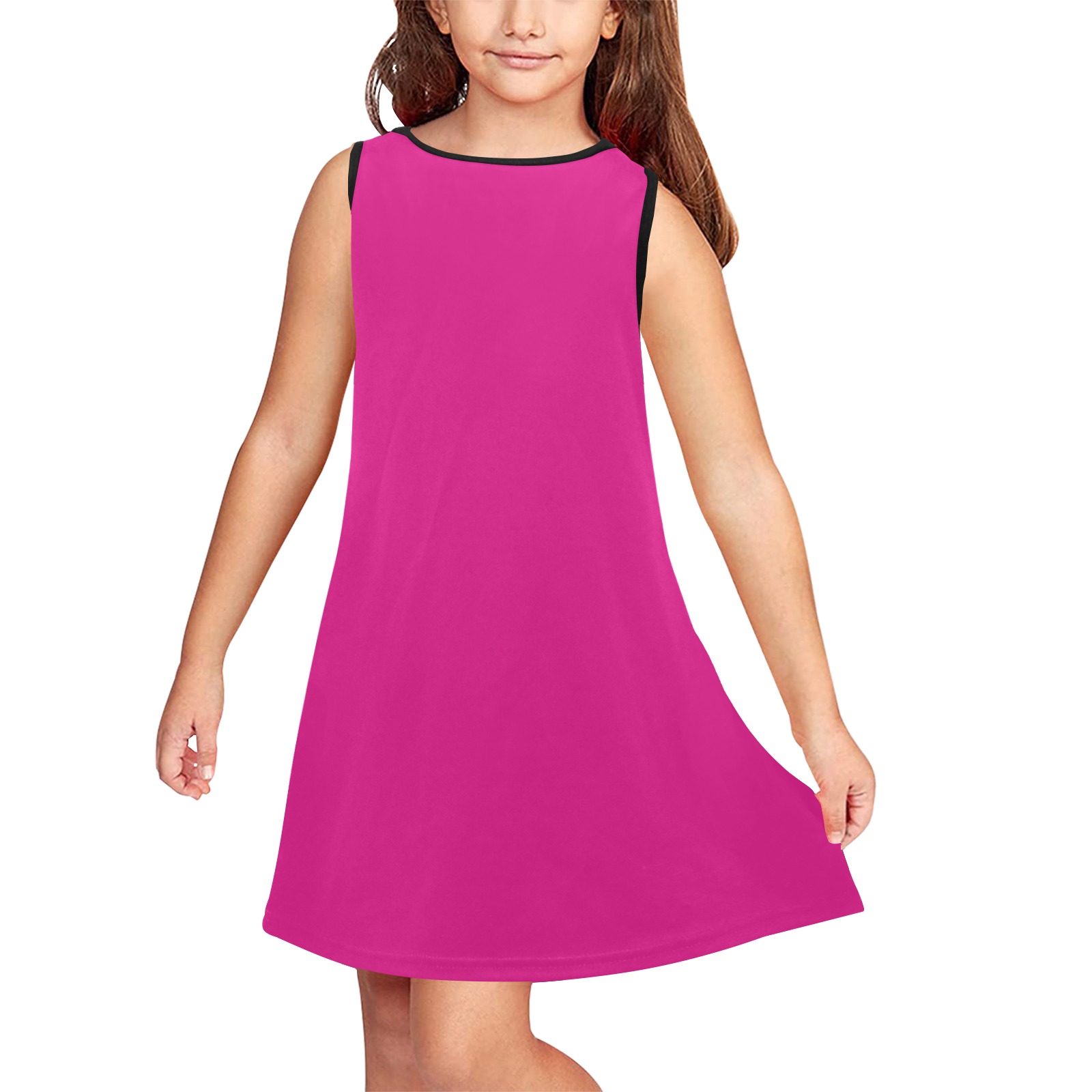 color Barbie pink Girls' Sleeveless Dress (Model D58)