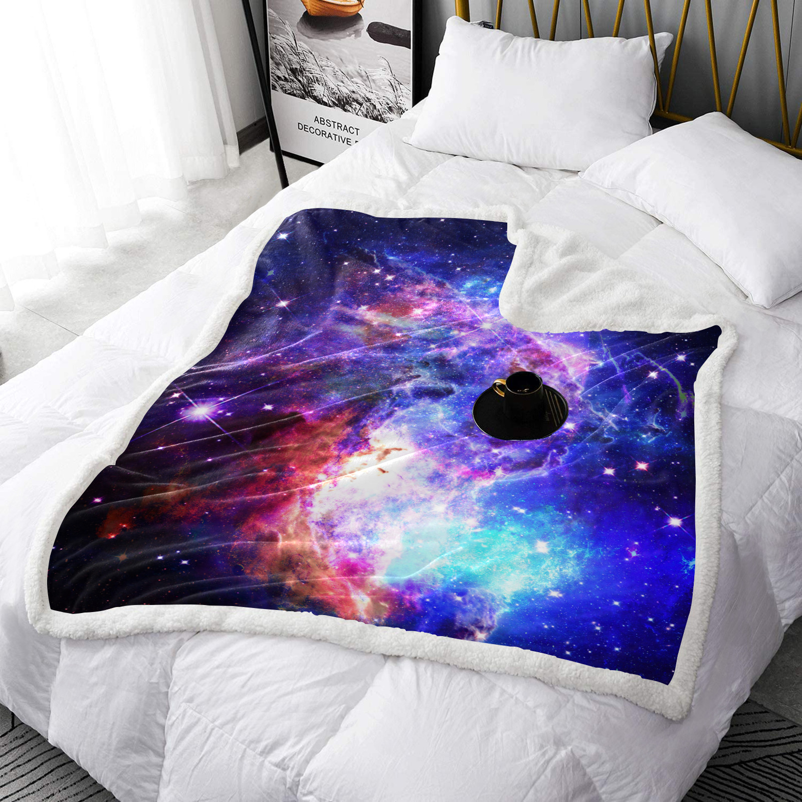 Mystical fantasy deep galaxy space - Interstellar cosmic dust Double Layer Short Plush Blanket 50"x60"