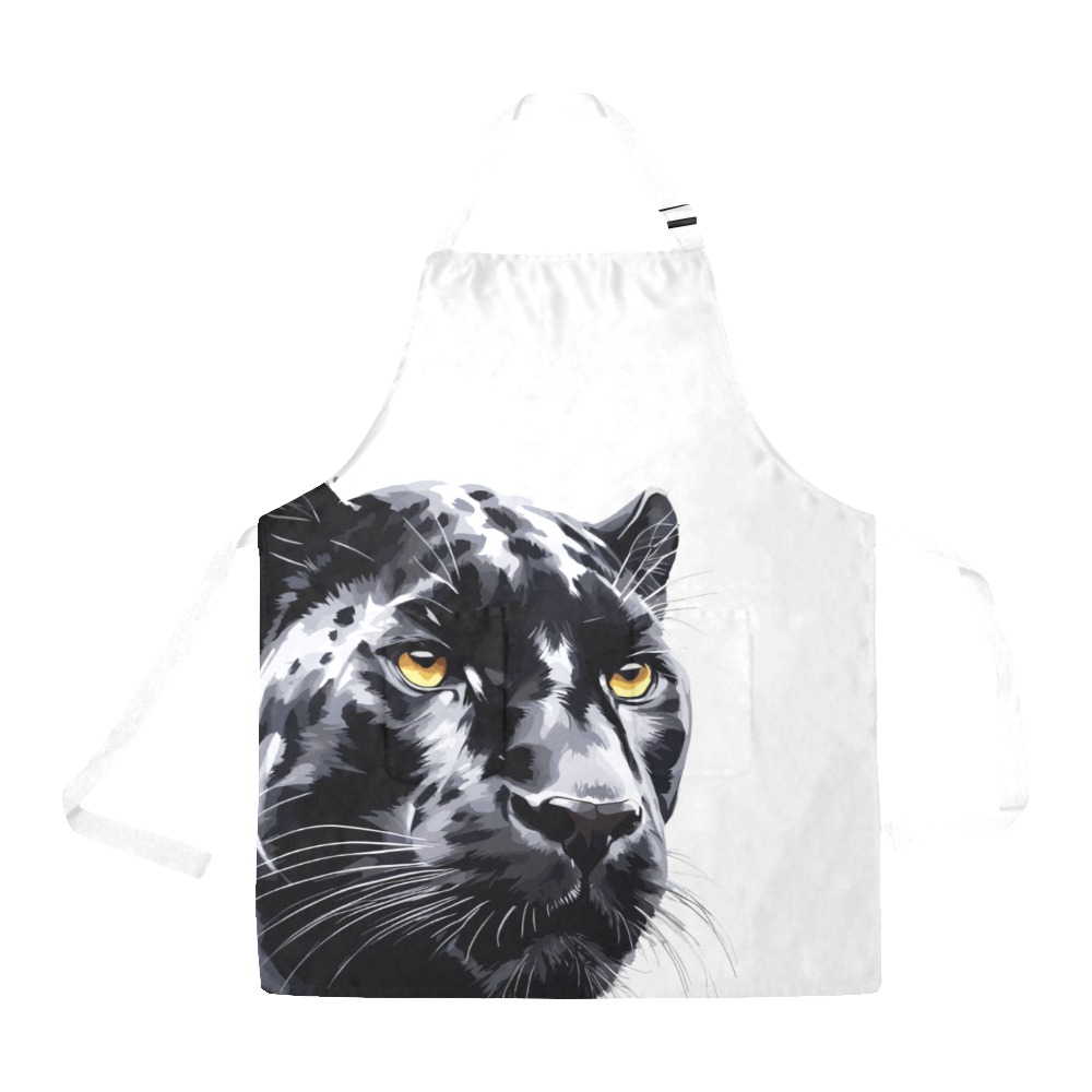 Chic and cute black panther face fantasy art. All Over Print Apron