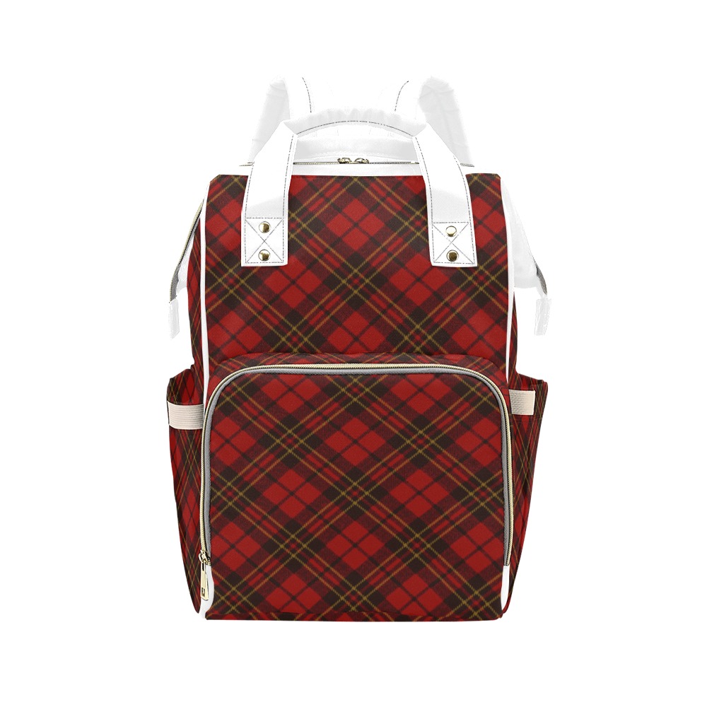Red tartan plaid winter Christmas pattern holidays Multi-Function Diaper Backpack/Diaper Bag (Model 1688)