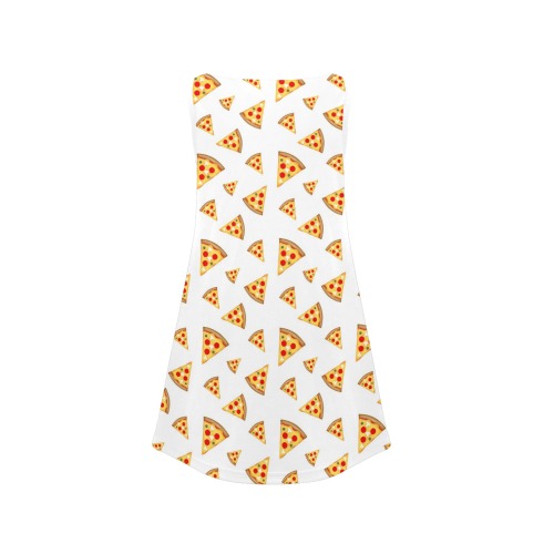 Cool and fun pizza slices pattern on white Girls' Sleeveless Dress (Model D58)