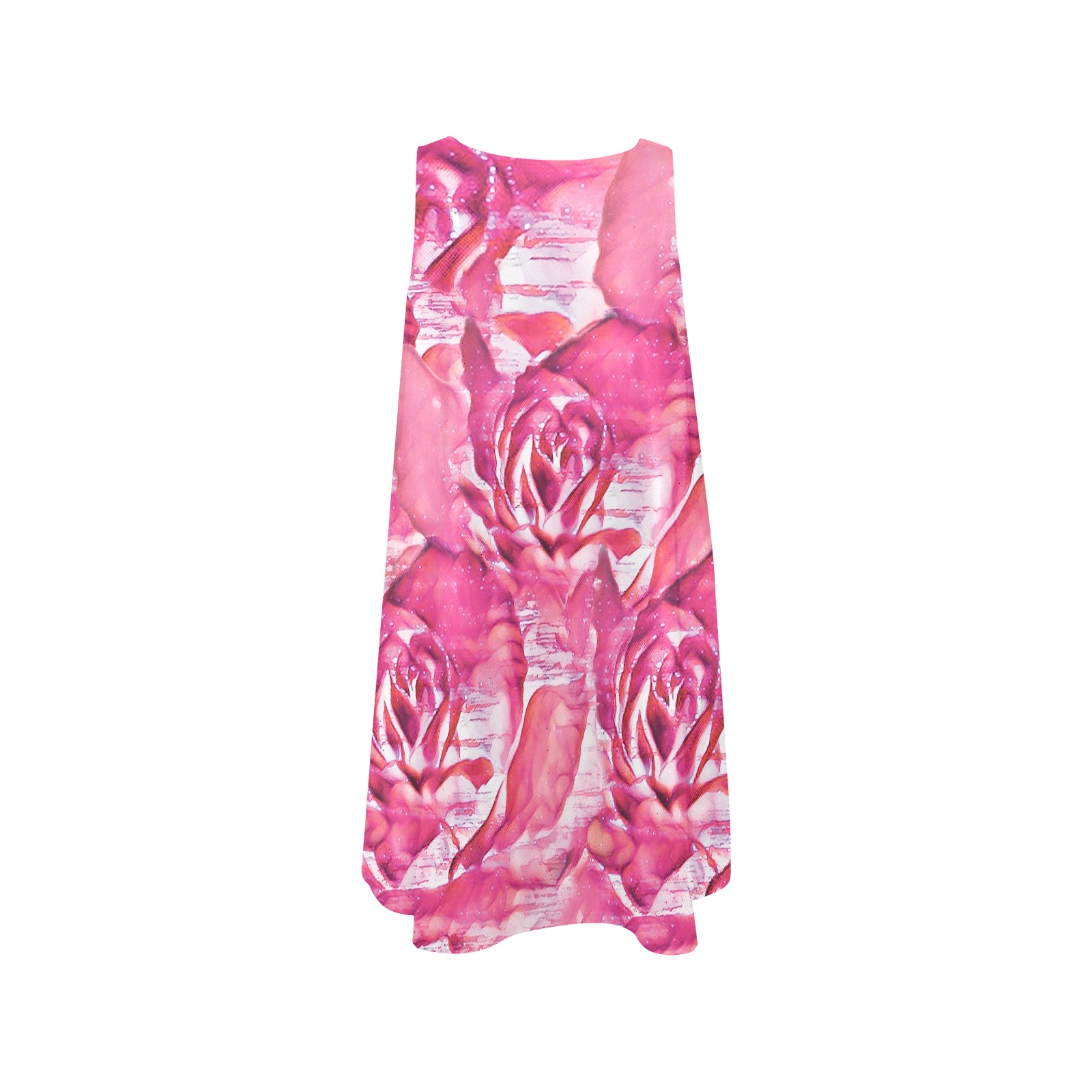 Sweet Summer Roses Sleeveless A-Line Pocket Dress (Model D57)
