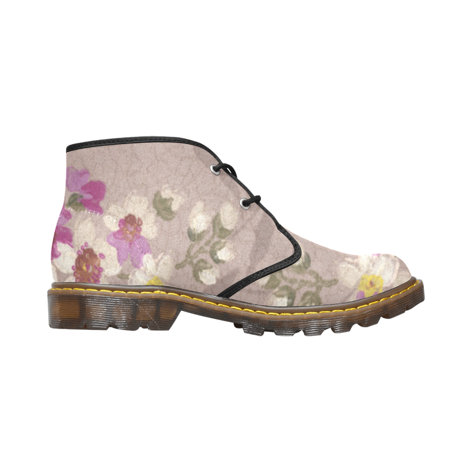 Flowers painting Women's Canvas Chukka Boots (Model 2402-1)