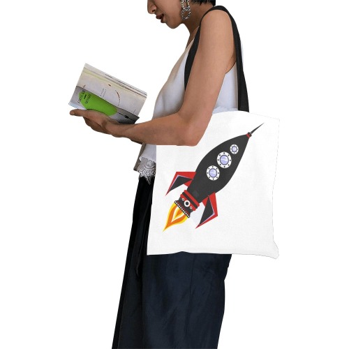Space Rocket All Over Print Canvas Tote Bag/Small (Model 1697)