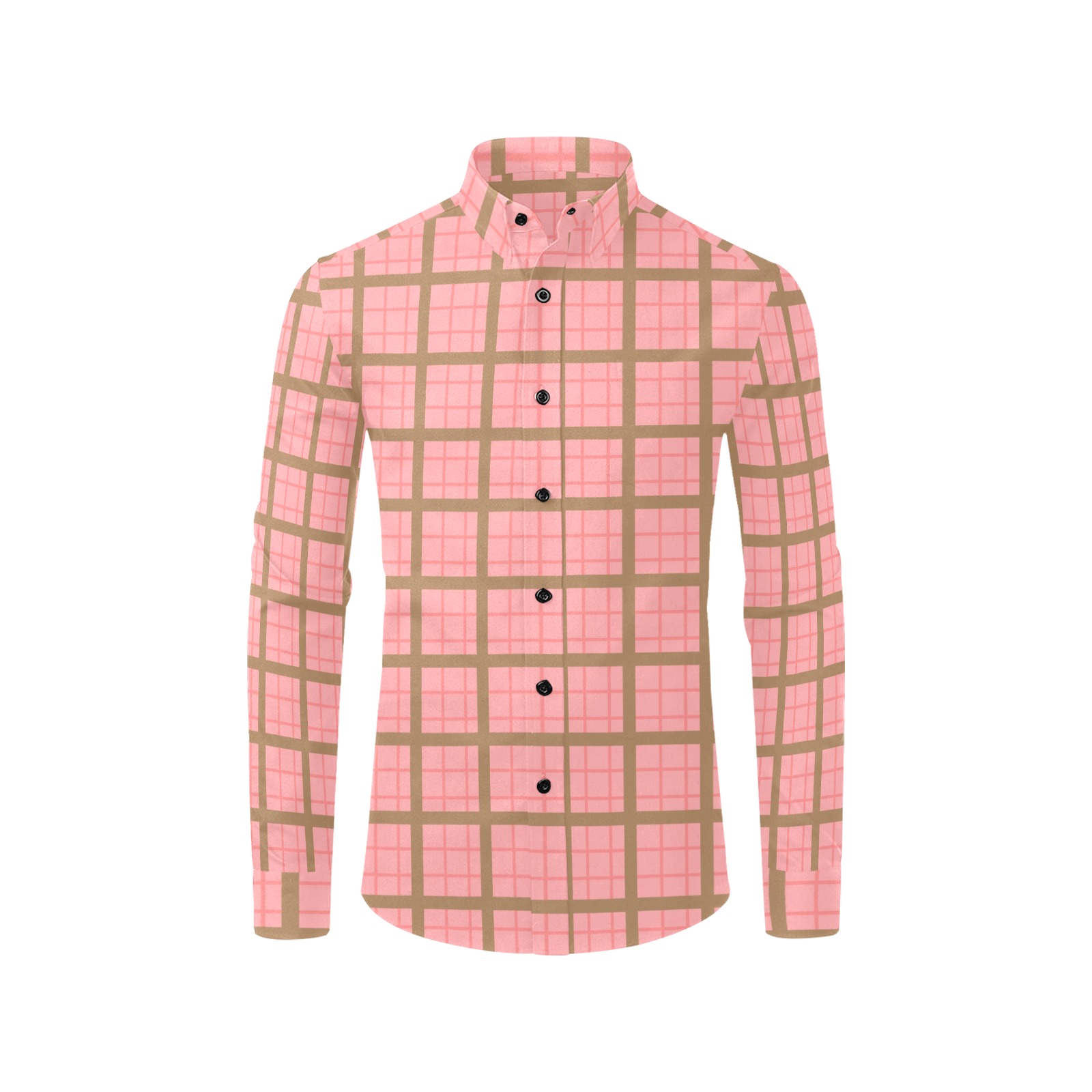 pink and tan Men's All Over Print Casual Dress Shirt (Model T61)