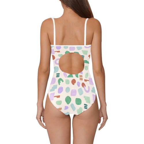Abstract pastel shapes 88 Strap Swimsuit ( Model S05)