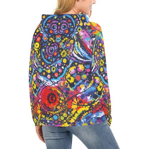 Colorful abstract art on the tie-dye theme. All Over Print Hoodie for Women (USA Size) (Model H13)