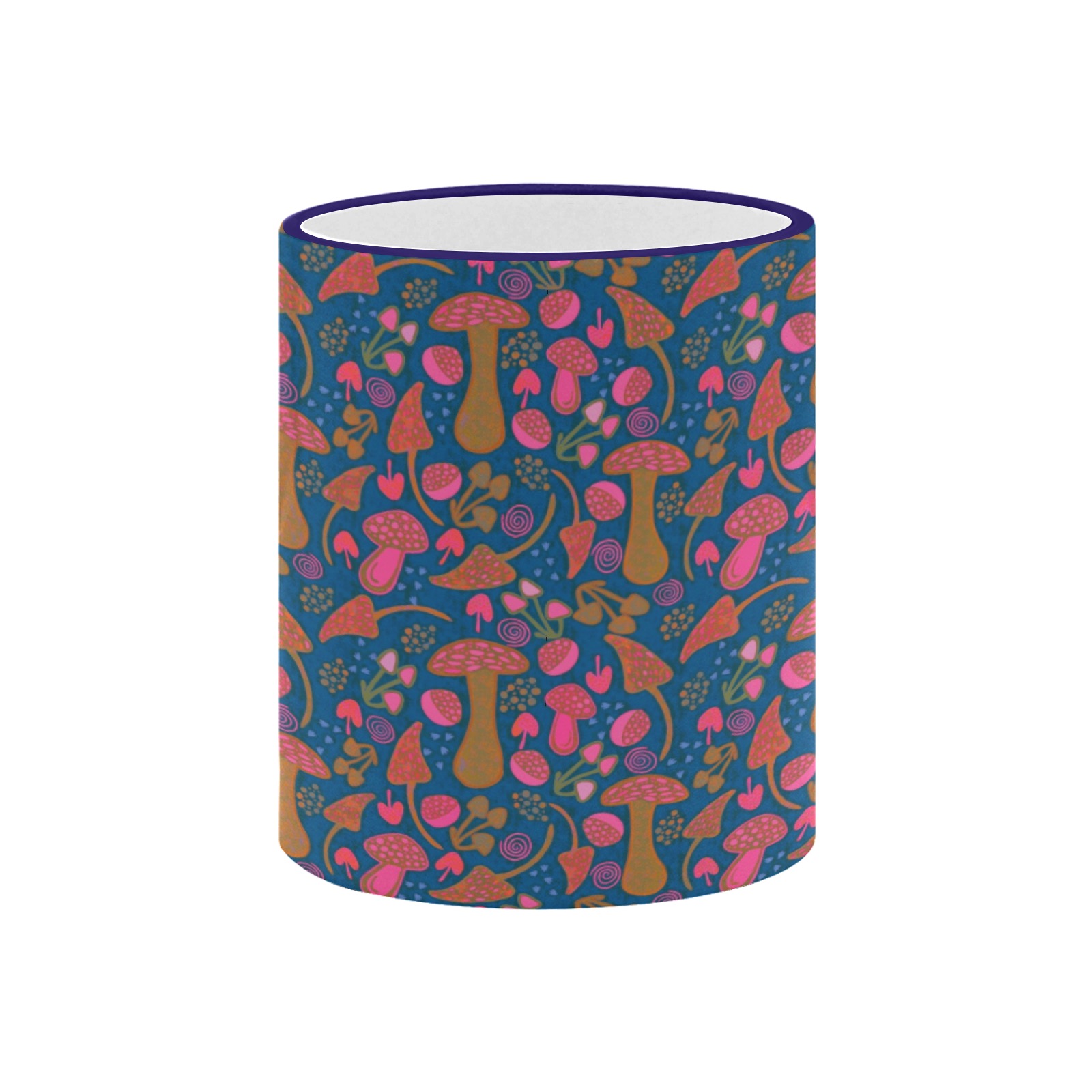 Unique Mushroom Pattern Custom Edge Color Mug (11oz)