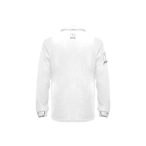 DIONIO Clothing - Ladies Long Sleeve Polo Shirt (White, White & Black Logo) Big Girls' All Over Print Long Sleeve Polo Shirt (Model T73)