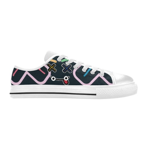 Blk and Pink Women's Classic Canvas Shoes (Model 018)