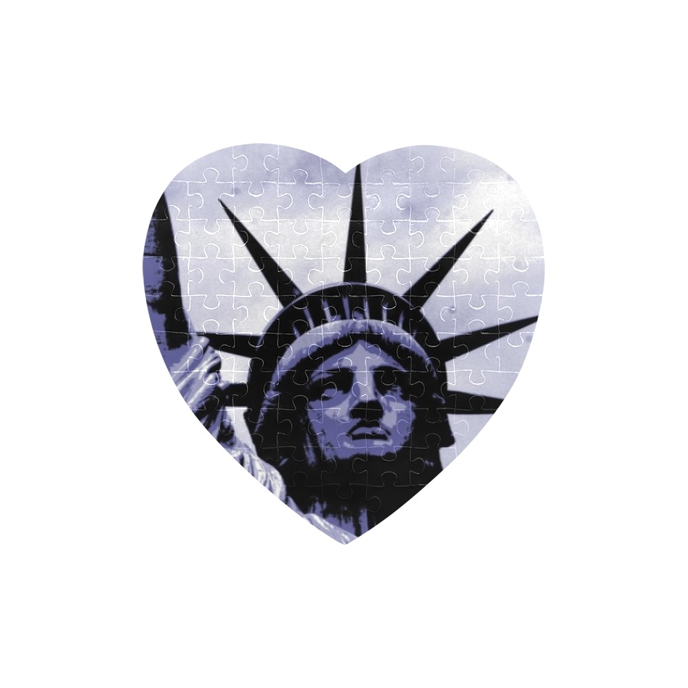 STATUE OF LIBERTY (2) Heart-Shaped Jigsaw Puzzle (Set of 75 Pieces)