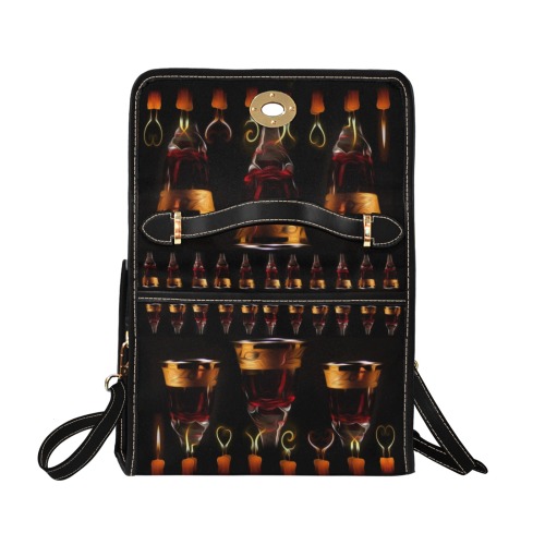 Candles and Wine Ritual Waterproof Canvas Bag-Black (All Over Print) (Model 1641)