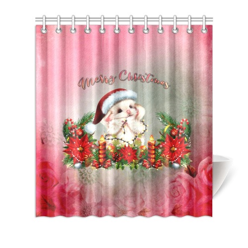Merry christmas, cute animal Shower Curtain 66"x72"
