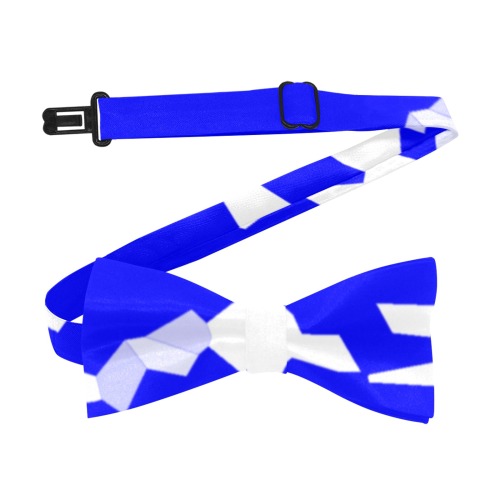 White InterlockingCircles Mosaic Blue Custom Bow Tie