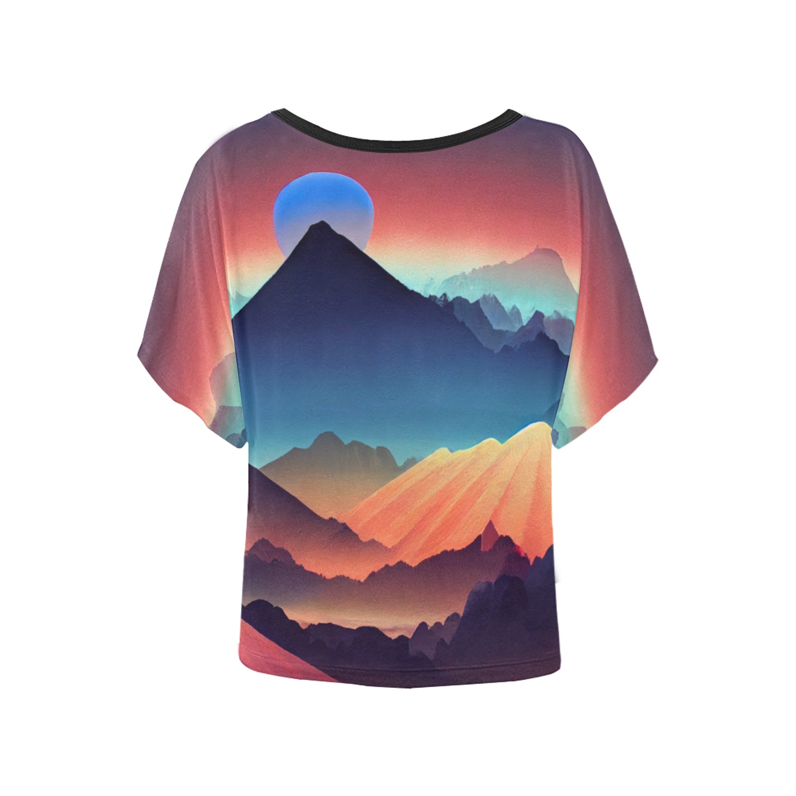 Landscape-mountain-night-colorful 08 Women's Batwing-Sleeved Blouse T shirt (Model T44)