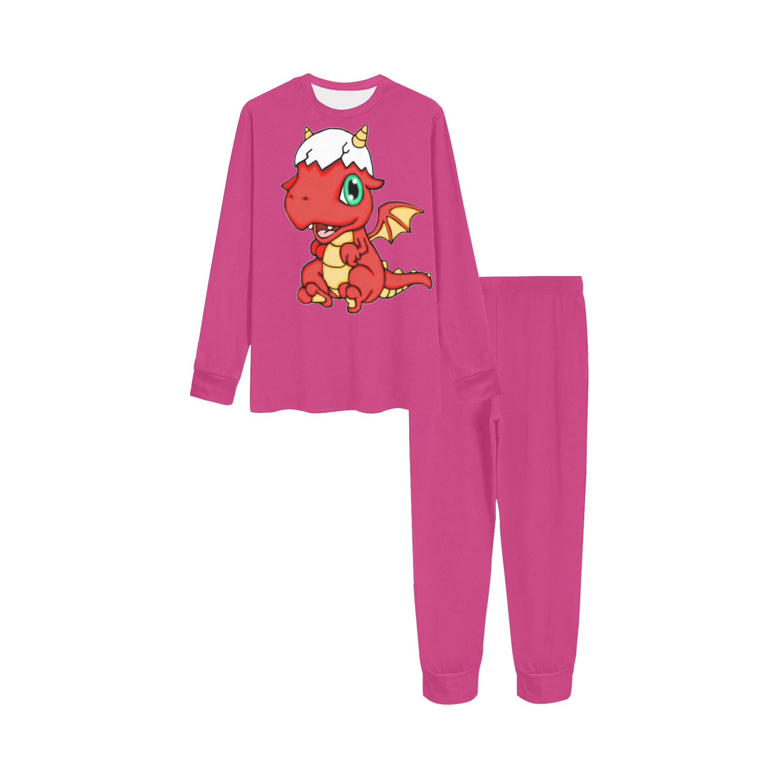 Baby Red Dragon Hot Pink Kids' All Over Print Pajama Set