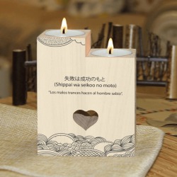 DOBLE VELA CORAZON FRASES PARA TI - M1 Wooden Candle Holder (Without Candle)