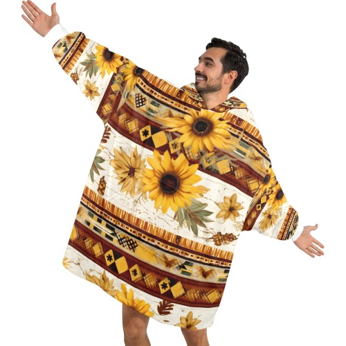 Adult SunflowerBoards Blanket Hoodie Unisex Blanket Hoodie (Model H59)
